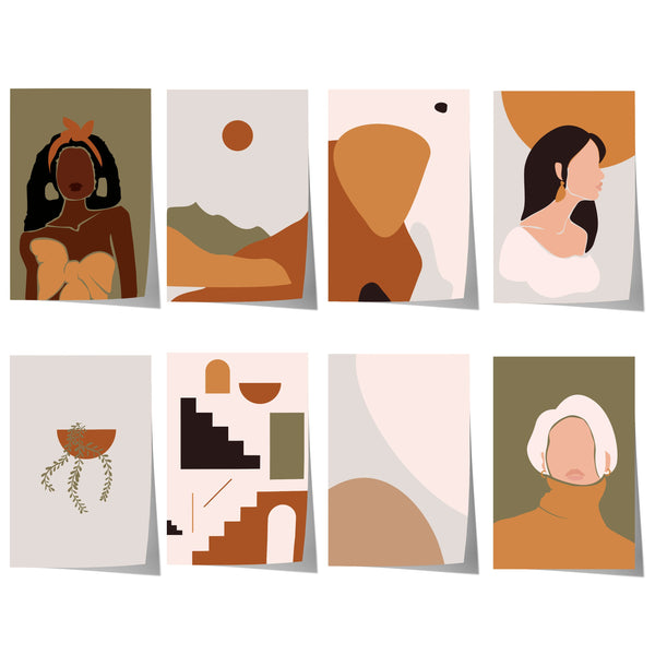 Boho Frauen Poster · Geschenkidee · Terrakotta, Minimalistische Figuren und Abstrakte Formen · Dekoprint ohne Rahmen-0